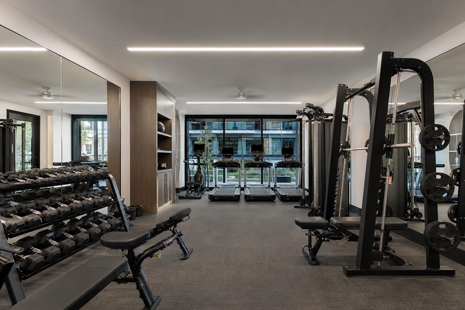 Modern apartment fitness center